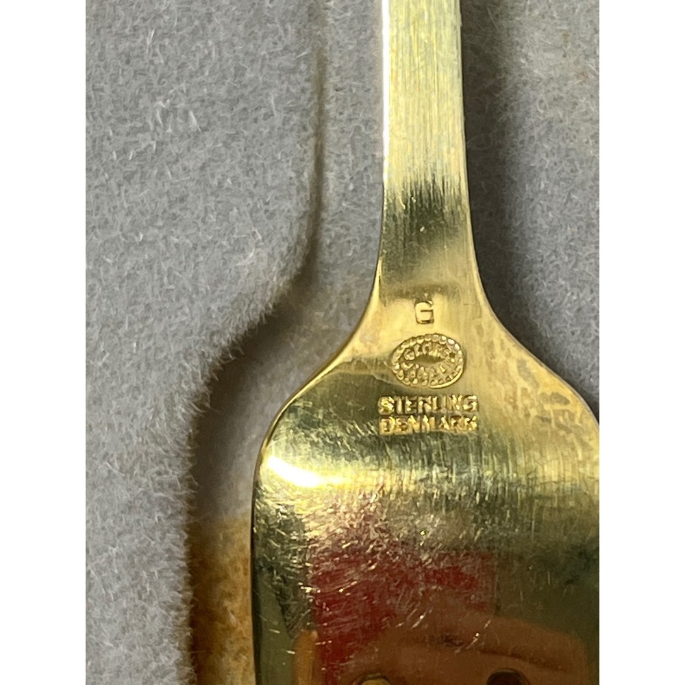 Vintage Georg Jensen Sterling Silver Enamel Harlequin Dessert 7 Forks Denmark - Picture 6 of 12
